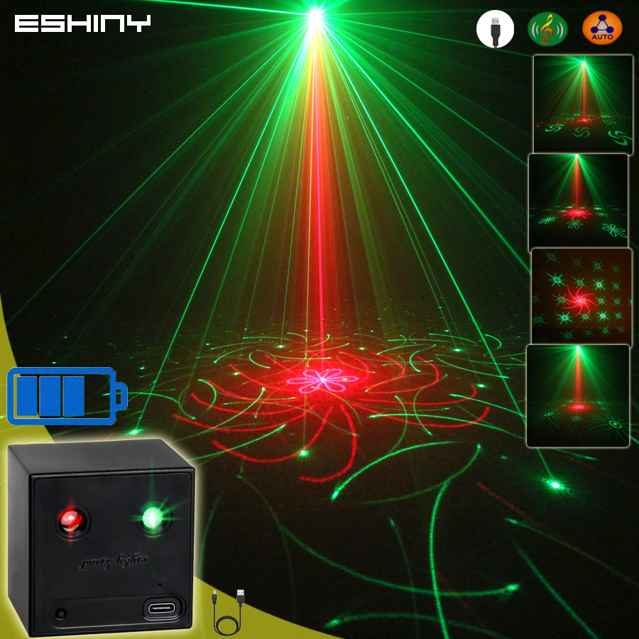 Home Cinema Led Projector - ESHINY Mini 2in1 Rechargeable R&G Laser