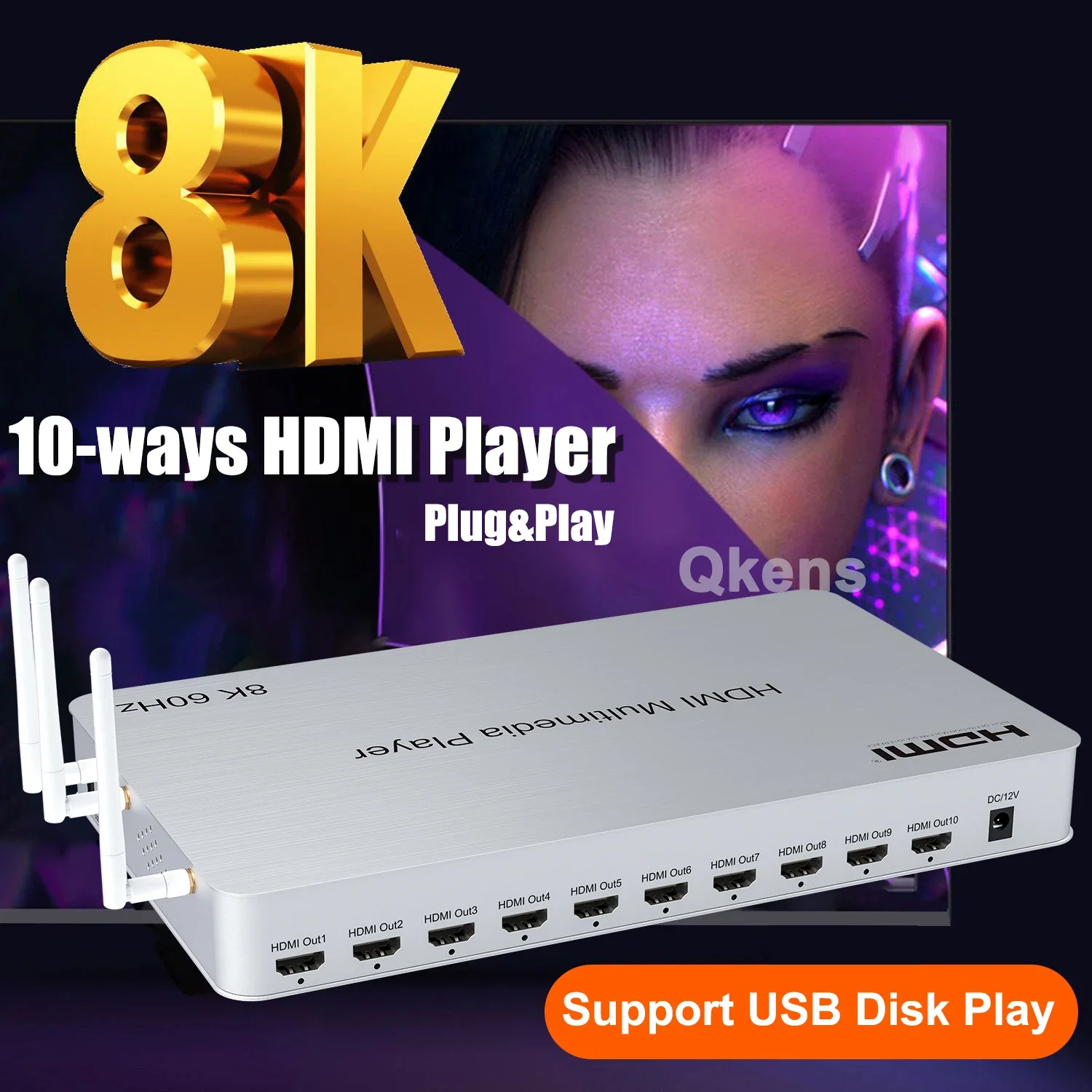H.265 8K 60Hz 10 Port HDMI Med - 4K Media Player ulasan dan harga
