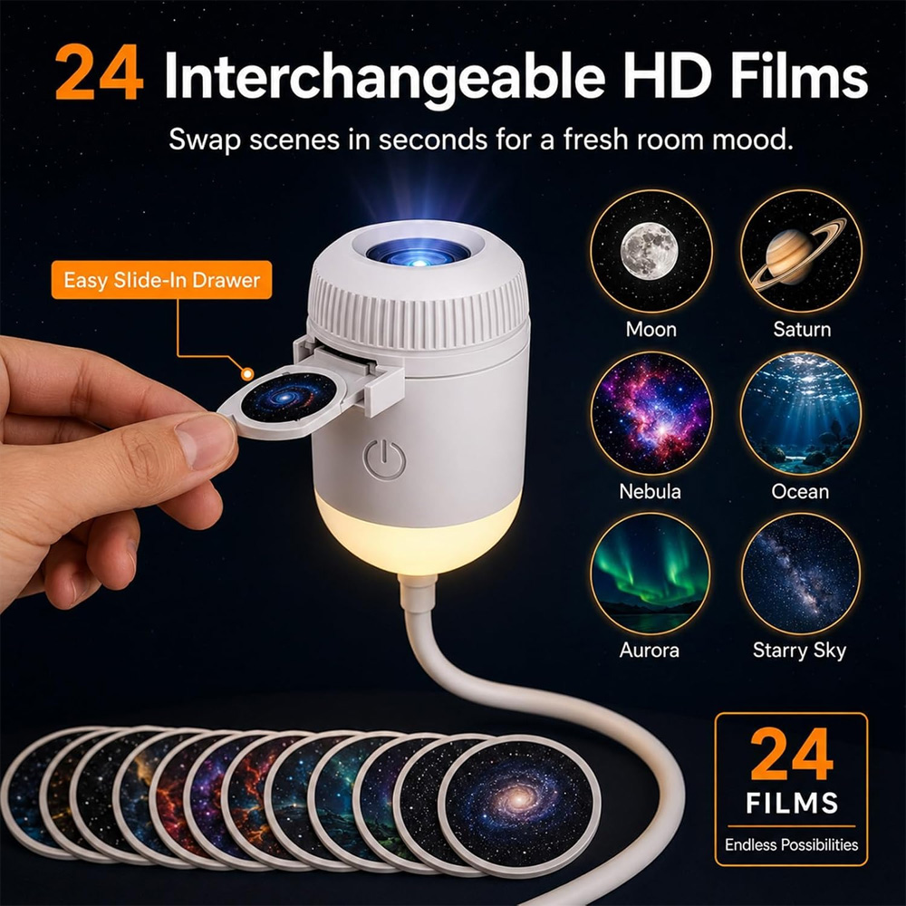 24 Slides Rotatable Galaxy Sta - Home Cinema Led Projector ulasan dan harga