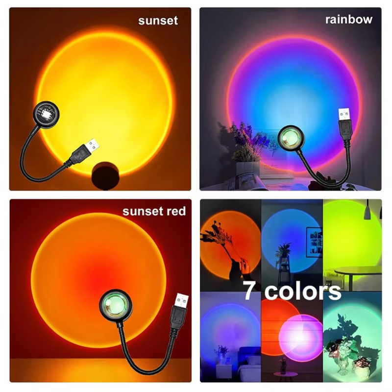 1-4pcs Sunset Lamp LED Rainbow - Home Cinema Led Projector ulasan dan harga