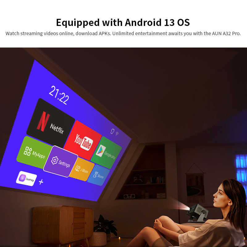 AUN A32 Pro Android 13 Project - Home Cinema Compact ulasan dan harga