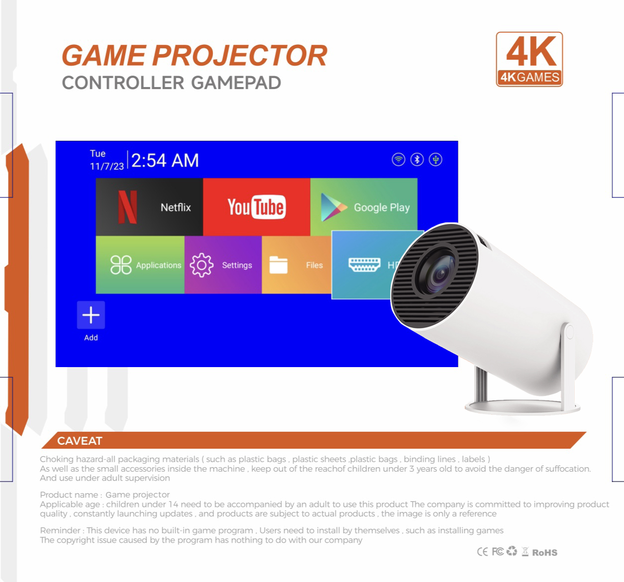 3D Game Projector 2 in 1 F300  - Netflix Home Cinema ulasan dan harga